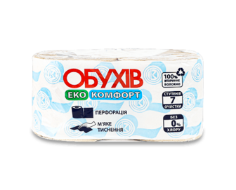 Папір туалетний Обухів Еко Комфорт 1-шаровий (2шт)