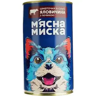 Корм для собак М'ясна Миска шматочки телятини в соусі 1240 г