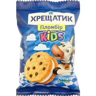 Морозиво Хрещатик KIDS пломбір на печиві з дропсами 15% 70 г
