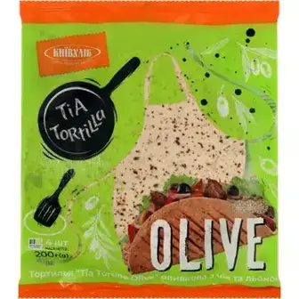 Тортилья Київ Хліб Tia Tortilla Grano Olive оливкова 200 г