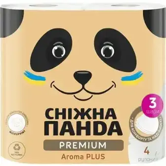 Папір туалетний Сніжна панда Premium Aroma Plus 3-шаровий 4 шт