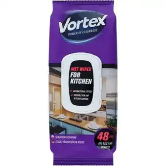 Серветки вологі Vortex для прибирання для кухні 48 шт