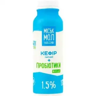 Кефір Міськмолзавод №1 з пробіотиками питний 1,5% 330 г