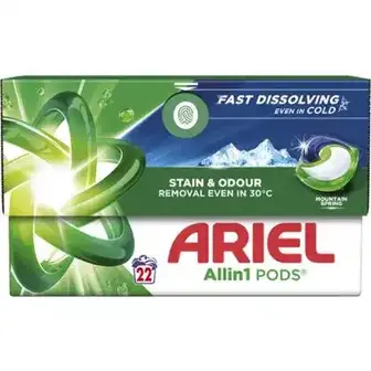 Капсули для прання Ariel Pods All-in-1 Гірське джерело 22 шт