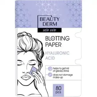 Серветки матуючі для обличчя Beauty Derm з гіалуроновою кислотою 80 шт