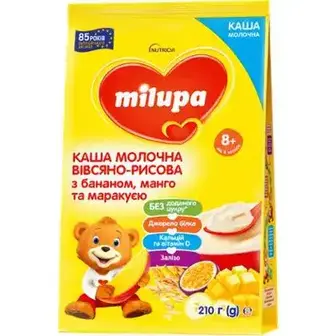 Каша Milupa вівсяно-рисова з бананом, манго та маракуєю молочна 210 г