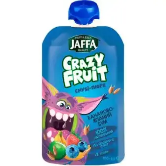 Cмузі-пюре Jaffa з бананів, яблук, чорниці перетертих зі злаками 100 мл