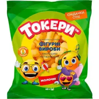 Фігурні вироби кукурудзяні Токери Молочні неглазуровані 60 г