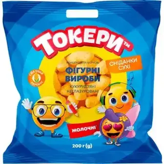 Фігурні вироби кукурудзяні Токери Молочні неглазуровані 200 г