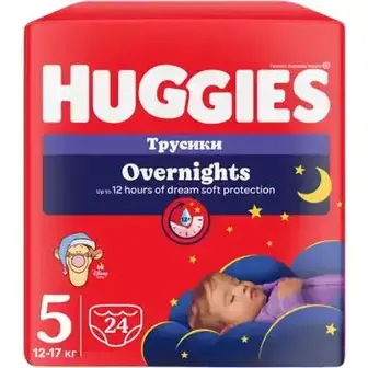 Трусики-підгузки Huggies Нічні 5 на 12-17 кг 24 шт