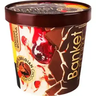 Морозиво Ласунка Banket Deluxe з підваркою вишня 300 г