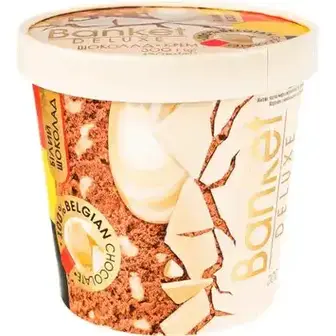 Морозиво Ласунка Banket Deluxe шоколадне з кремовим соусом 300 г