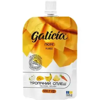 Пюре Galicia Тропічний сплеш із суміші фруктів та овочів пастеризоване 100 мл