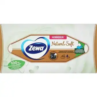 Серветки Zewa Natural Soft паперові косметичні 4-шарові 80 шт