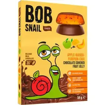Мармелад Bob Snail яблуко-манго-гарбуз-чіа в шоколаді без цукру 54 г
