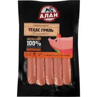 Ковбаски Алан Техас-гриль вищого гатунку 200 г