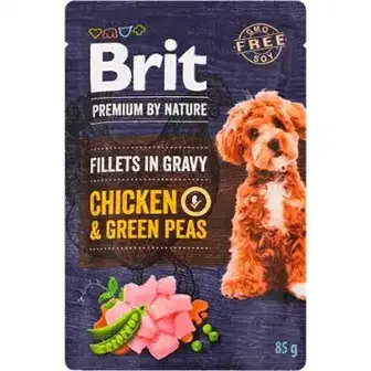 Корм для собак Brit Premium з куркою і зеленим горошком вологий 85 г