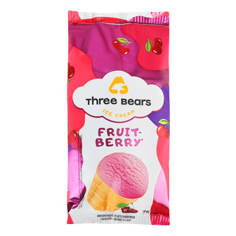 Морозиво Три ведмеді Fruit-berry плодово-ягідне у вафельному стаканчику 0% 75 г (4823086116320)