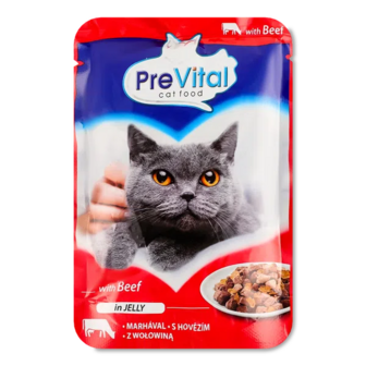 Корм для котів PreVital з яловичиною у желе (100г)