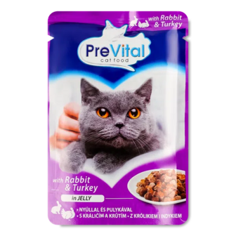 Корм для котів PreVital з кроликом та індичкою у желе (100г)