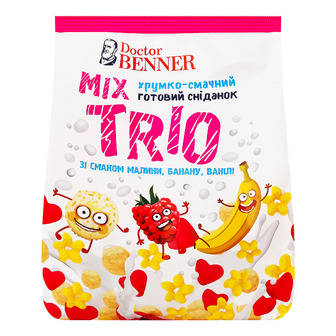 Сніданок готовий Doctor Benner Mix Trio зі смаком малини банану ванілі 400 г (4820132583488)