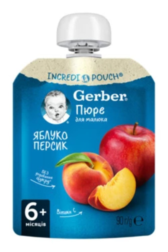 Фруктове пюре Gerber Яблуко та персик з 6 місяців 90 г (7613036345460)