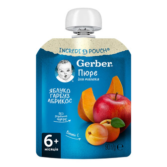 Пюре фруктове Gerber Яблуко, гарбуз, абрикос 12335124, 90 г, 6m+