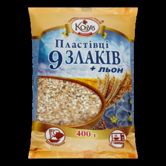 Пластівці миттєвого приготування 9 злаків +льон Козуб продукт м/у 400г