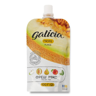 Пюре Galicia Фреш мікс із суміші фруктів зі смаком дині і м'яти пастеризоване 100 г (4820209564525)