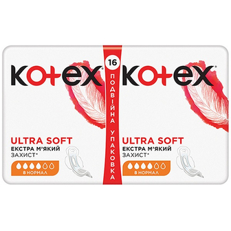 Прокладки гігієнічні 16 шт Kotex Ultra Soft Duo Normal м/уп 
