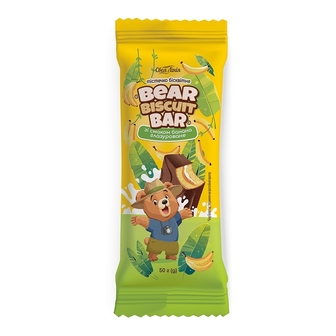 Тістечко бісквітне 50 г Своя Лінія Bear biscuit bar глазурований зі смаком банана м/уп 