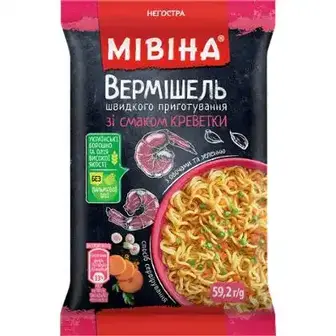 Вермішель Мівіна зі смаком креветки з овочами та зеленню негостра 59.2 г