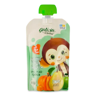 Пюре Galicia Baby яблучно-грушево-гарбузове, 90г (90г)