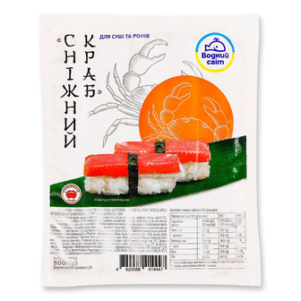 Палички крабові Водний Світ Сніжний краб заморожені 500 г (4820088414447)