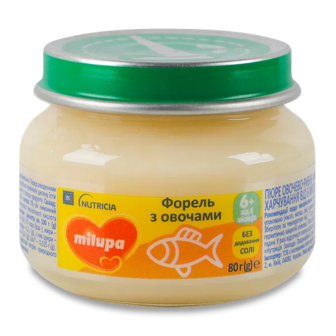 Пюре Milupa Форель з овочами для дітей від 6 місяців (80г)