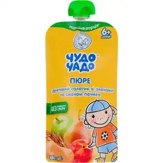 Пюре Чудо-Чадо Фруктовий салатик з печивом та злаками 180 г