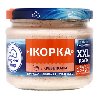 Паста з ікри мойви Водний Світ Ікорка з креветками, 250 г (4820088413013)