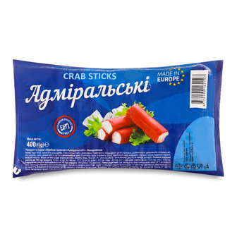 Крабові палички Адміральські заморожені 400 г (4770190162197)