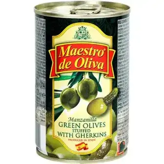 Оливки Maestro De Oliva зелені з огірком 300 г