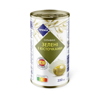 Оливки «Премія»® зелені з кісточками (350г)