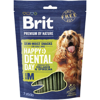 Ласощі для собак середніх порід Brit Premium Dental Snacks M з колагеном і спіруліною, 180 г (8595602573950)
