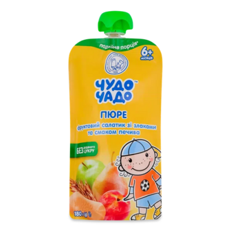 Пюре Чудо-Чадо Фруктовий салатик зі злаками та смаком печива (180г)