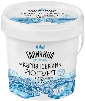 Йогурт Галичина Карпатський без цукру 3% 500 г