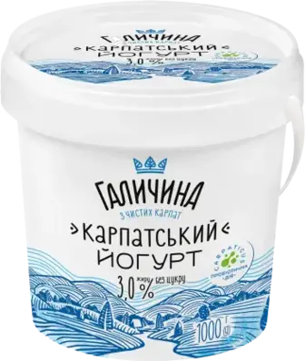 Йогурт Галичина Карпатський десертний без цукру 3,0% 1000 мл