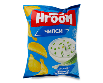 Чипси Hroom! зі смаком сметани із зеленню (110г)