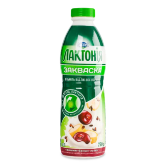 Закваска Лактонія Вишня, банан, льон з пребіотиками 1,5% (750г)