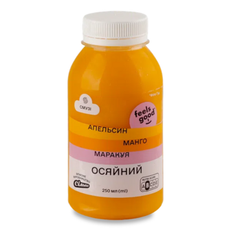 Смузі Feels good з апельсиновим соком, манговим пюре та пюре маракуї (250мл)