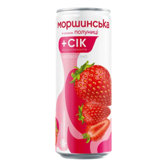 Напій соковмісний Моршинська зі смаком полуниці з/б (0,33л)