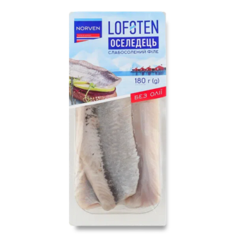 Оселедець Norven Lofoten філе слабосолене без олії (180г)