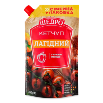 Кетчуп Щедро Лагідний з червоною паприкою д/п (360г)